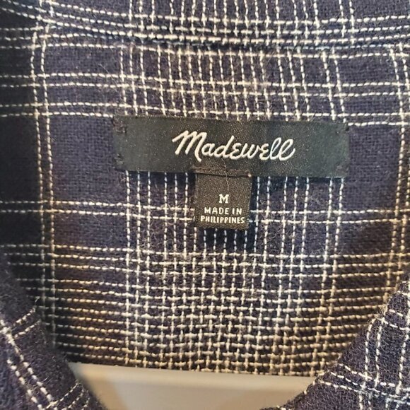 Madewell Westward Bell Sleeve Blue Plaid‎ Blouse Medium - Picture 7 of 10